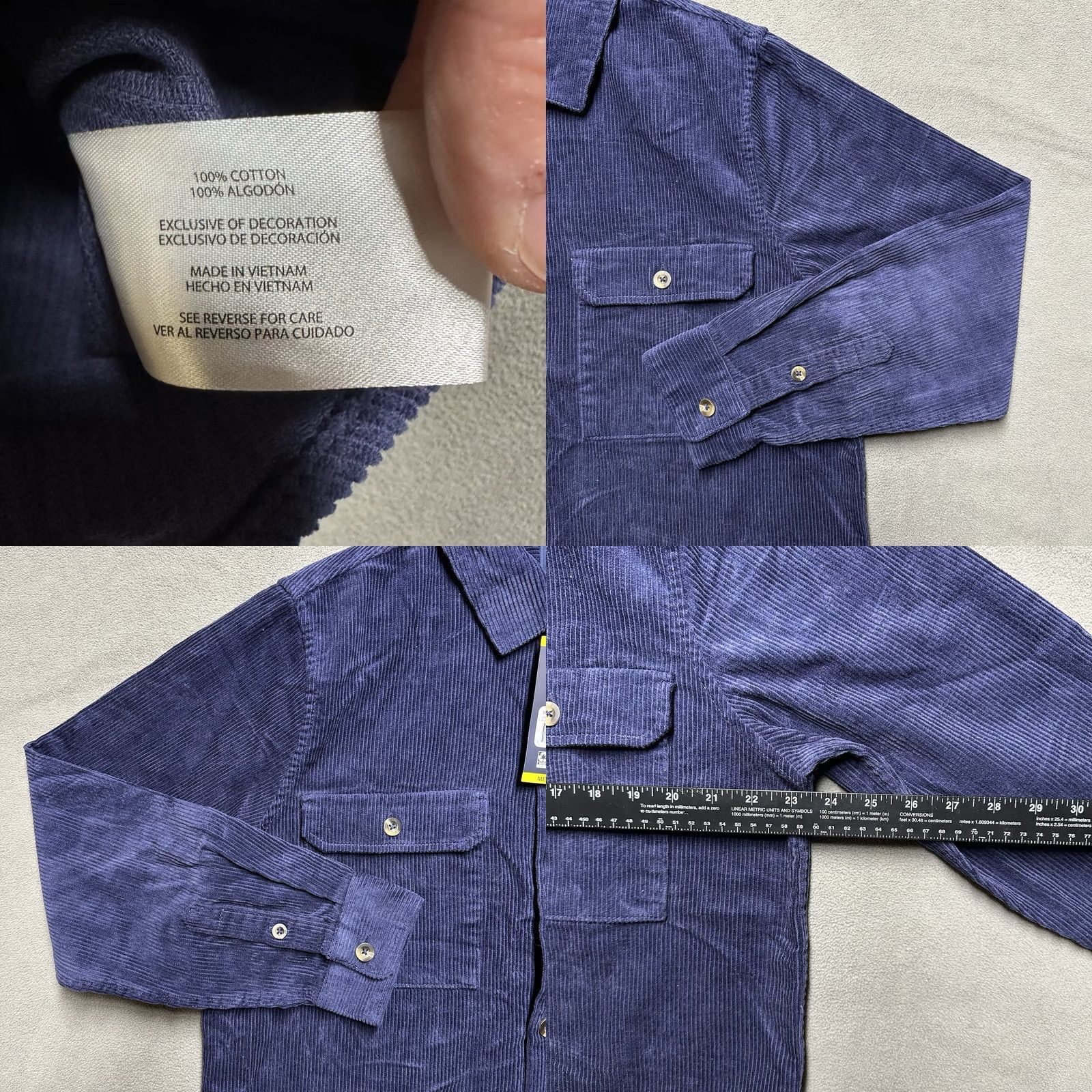 Gap GAP Shirt Mens Medium Eclipse Blue Corduroy Button Up Long Sleeve Size US M / EU 48-50 / 2 - 8 Thumbnail