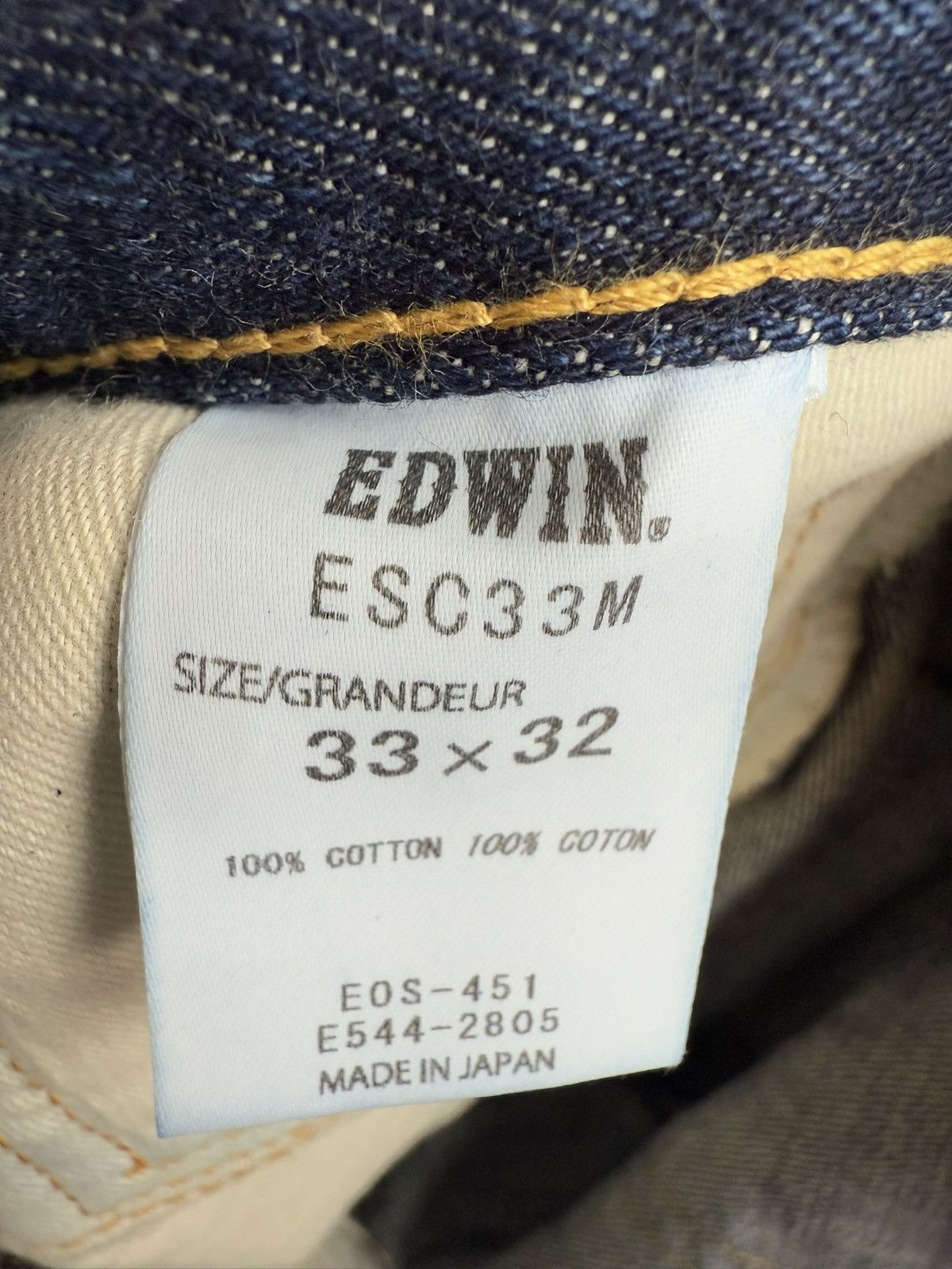 Edwin × Japanese Brand Edwin ESC33M Japanese selvedge denim pants 33x32 505 jeans Size US 33 - 11 Thumbnail