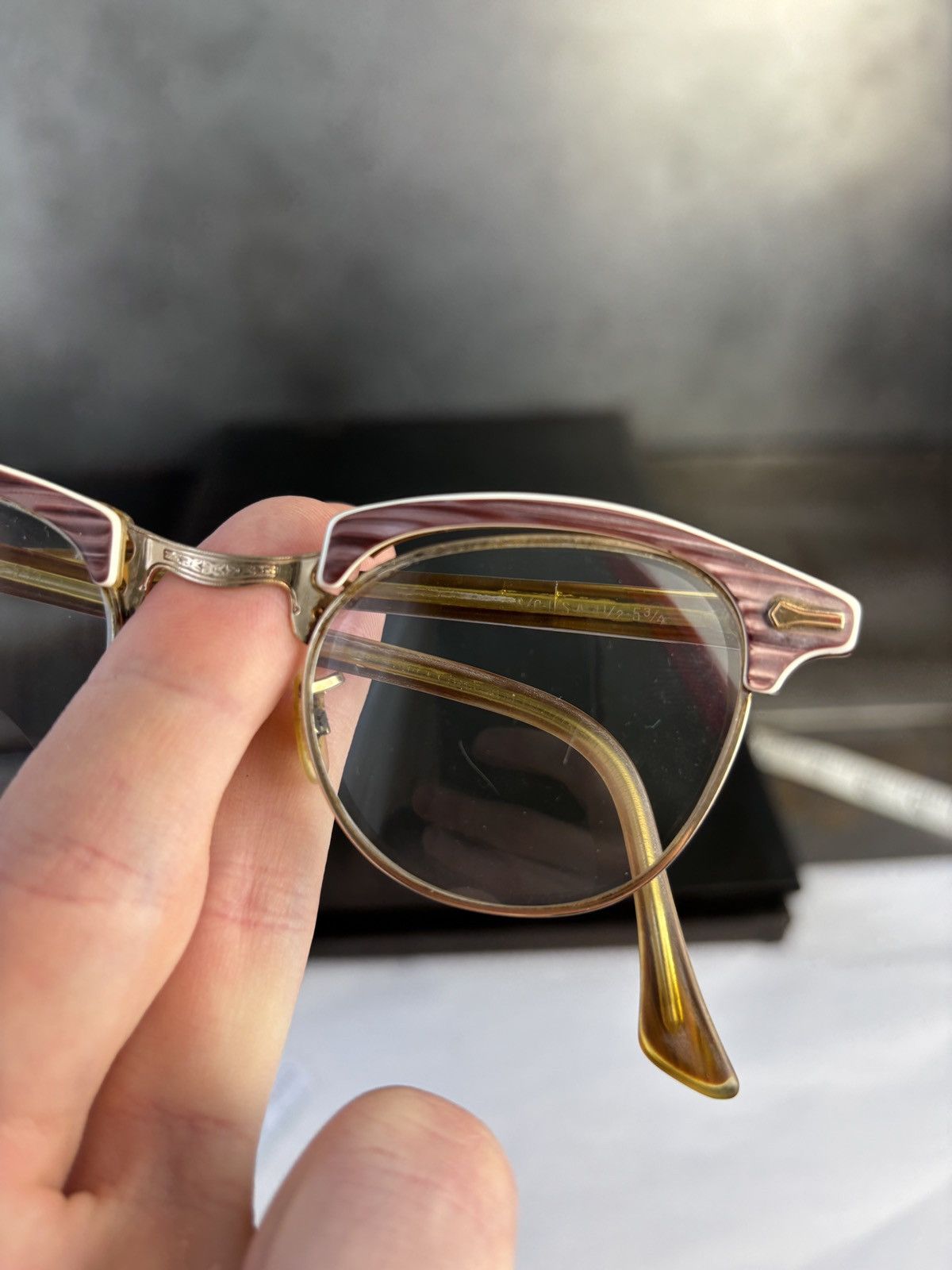 Vintage 1950s Glasses Frame Vintage Eyeglasses Horn Rim GF Gold Fill Size ONE SIZE - 14 Thumbnail