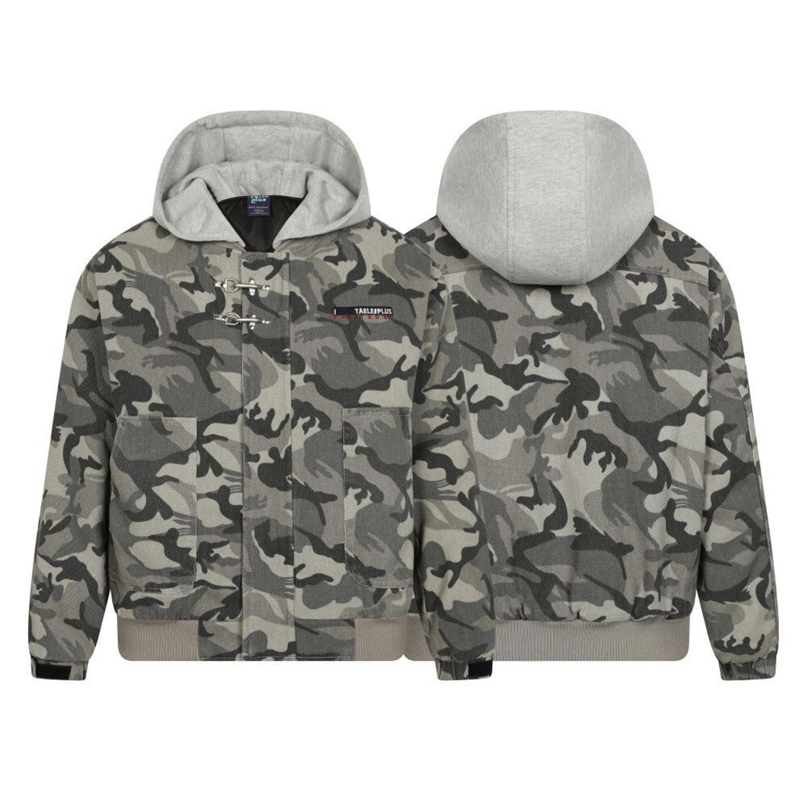 Japanese Brand Gray Camouflage Toggle Closure Jacket, Casual Outerwear Size US L / EU 52-54 / 3 - 6 Thumbnail