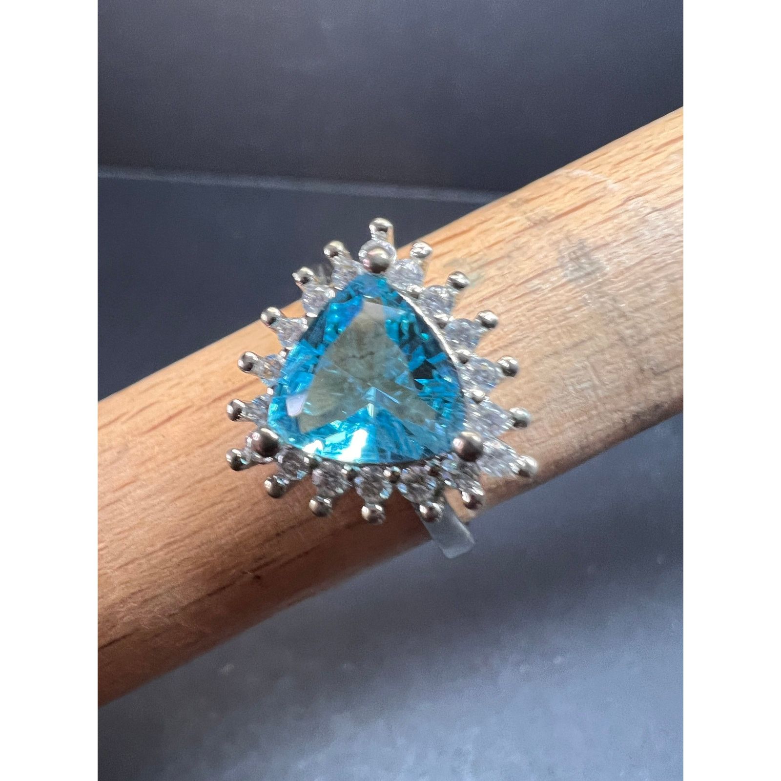 Other Sky blue trillium CZ halo sterling silver ring size 9 Size ONE SIZE - 1 Thumbnail