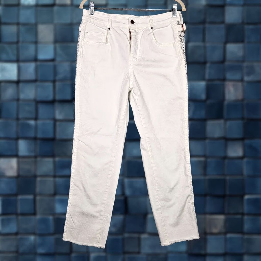 Anthropologie Anthropologie Pilcro and the Letterpress High-rise White Side Striped Slim Denim Jeans 28 Size Size 28" / US 6 / IT 42 - 1 Thumbnail