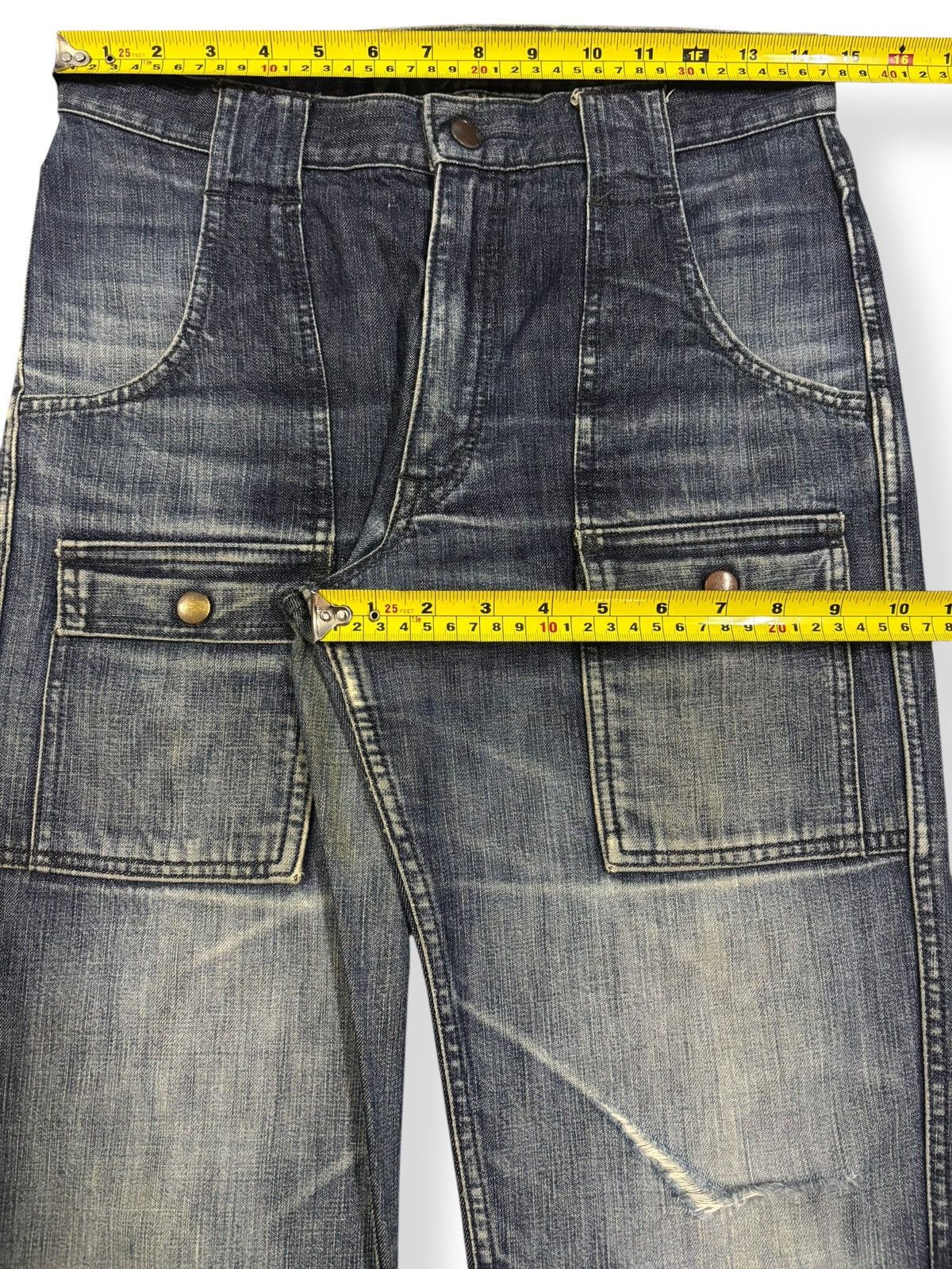 1017 ALYX 9SM Vintage Japanese Brand Faded Whiskers Bush Pants Denim Size US 29 - 15 Thumbnail