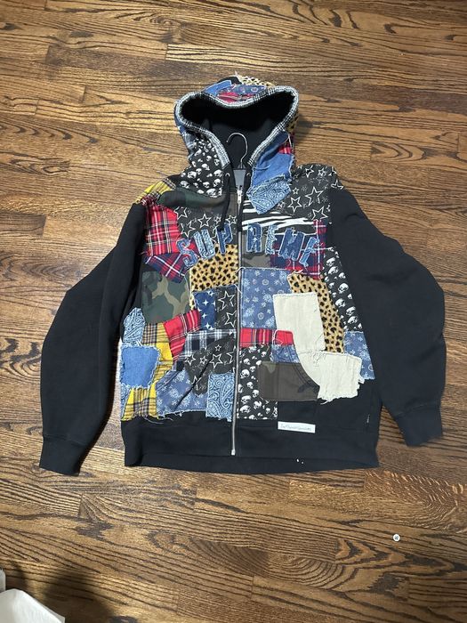 Supreme Supreme Patchwork Zip Up Hooded Sweater | Grailed