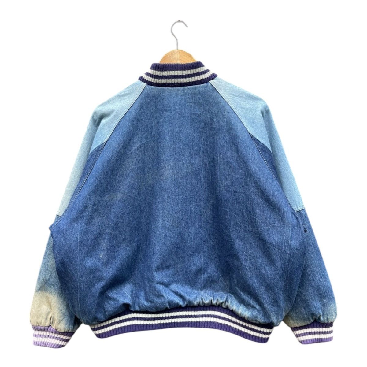 Issey Miyake 80s Japanese Americana Washed Indigo Denim Varsity Jacket Size US L / EU 52-54 / 3 - 2 Thumbnail