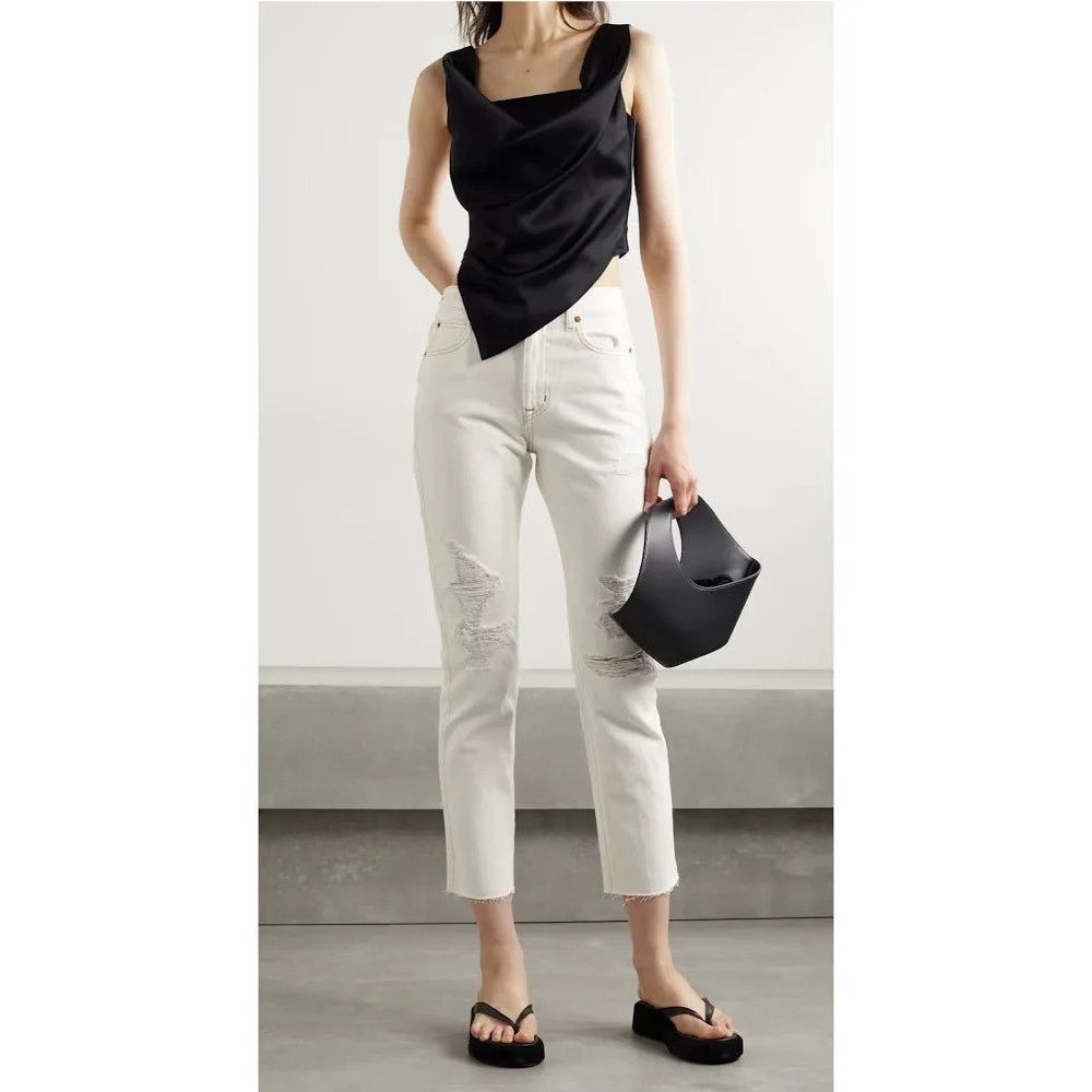 SLVRLAKE SLVRLAKE Hero white cropped distressed high rise jeans 27 Size 27" / US 4 / IT 40 - 1 Thumbnail