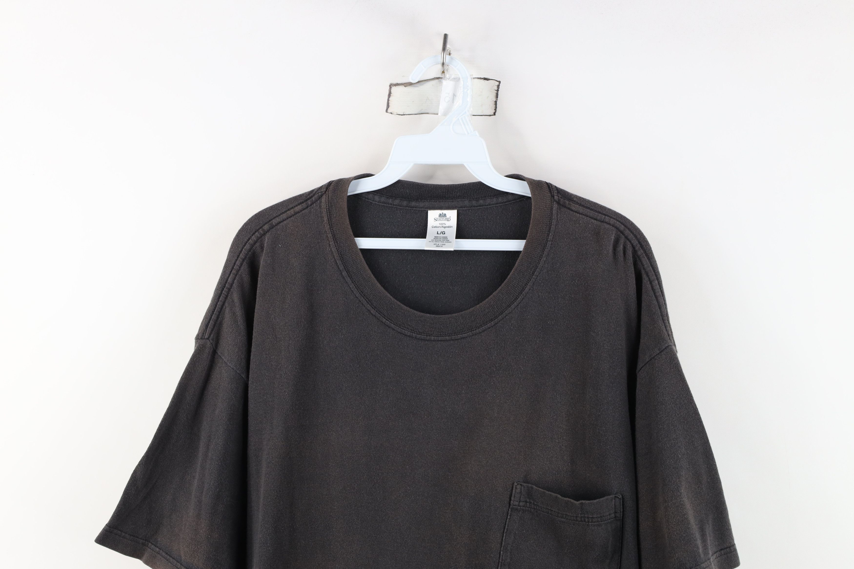 Vintage Vintage 90s Y2K Streetwear Faded Pocket T-Shirt Black Cotton Size US L / EU 52-54 / 3 - 2 Thumbnail