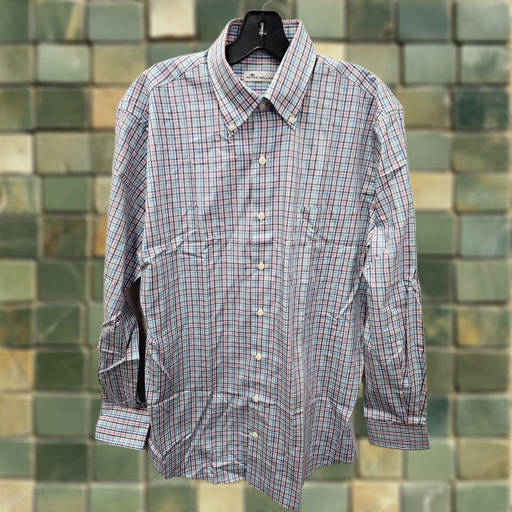 Peter Millar Peter Millar Shirt Mens Size Medium Long Sleeve Button Up Plaid Multicolor Cotton Blend Knit Casual Business Regular Mens Size US M / EU 48-50 / 2 - 1 Thumbnail