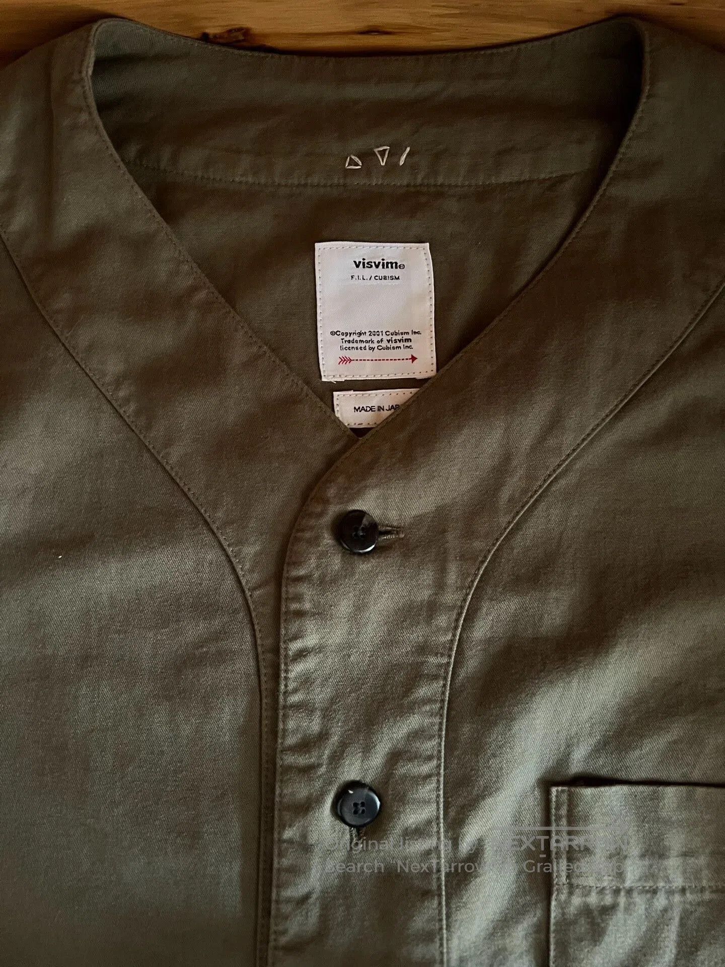 Visvim visvim Giza Cotton Baseball Shirt in Olive Green. Size US M / EU 48-50 / 2 - 9 Thumbnail