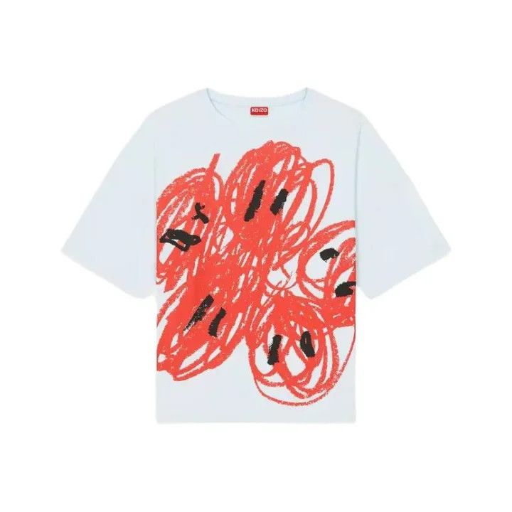 Kenzo KENZO Drawn Varsity T-Shirt in Light Blue 0079 Size US XL / EU 56 / 4 - 1 Thumbnail