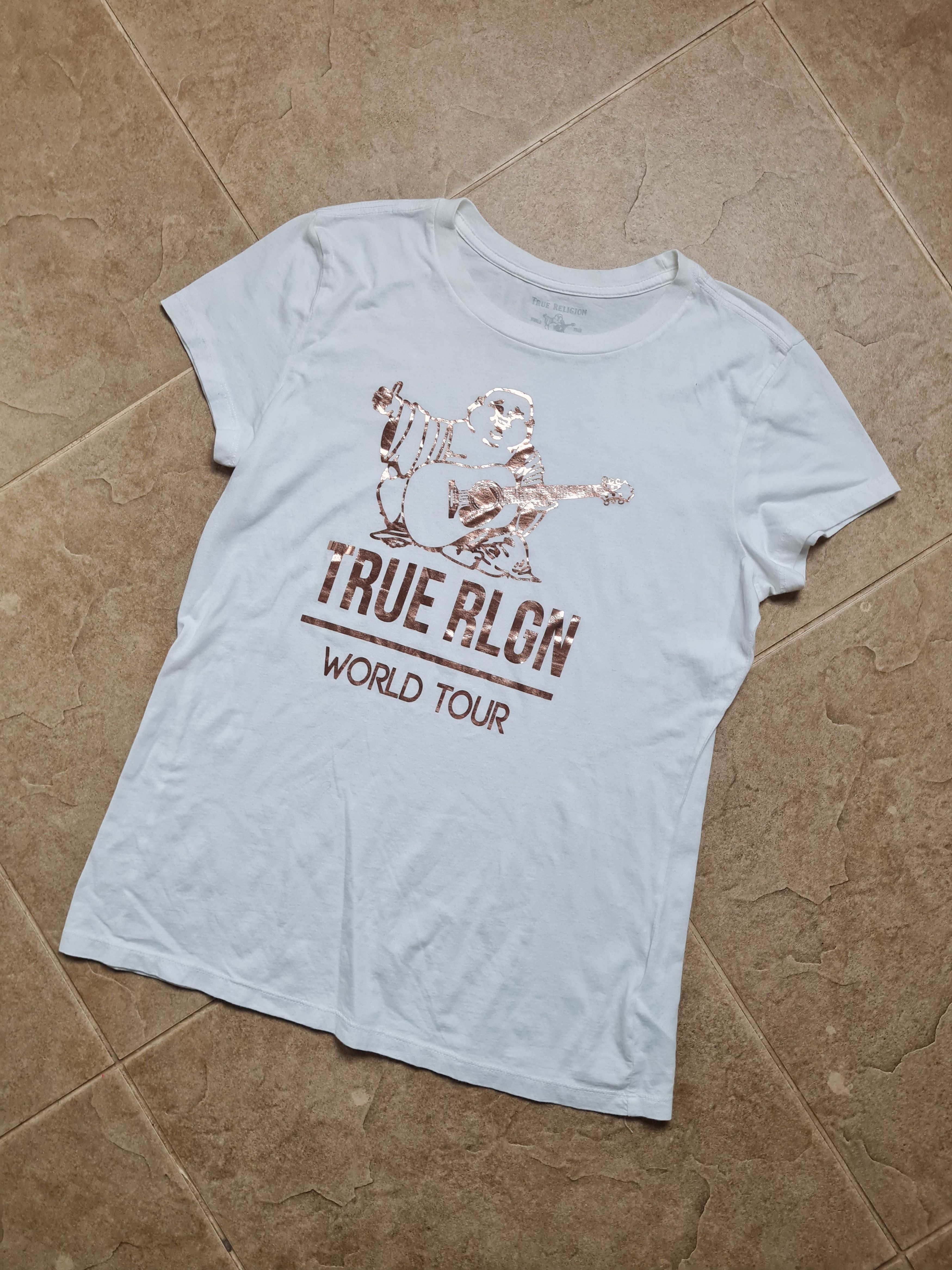 True Religion Womens True Religion White Cotton T-Shirt Crew Neck Logo Size L / US 10 / IT 46 - 7 Thumbnail