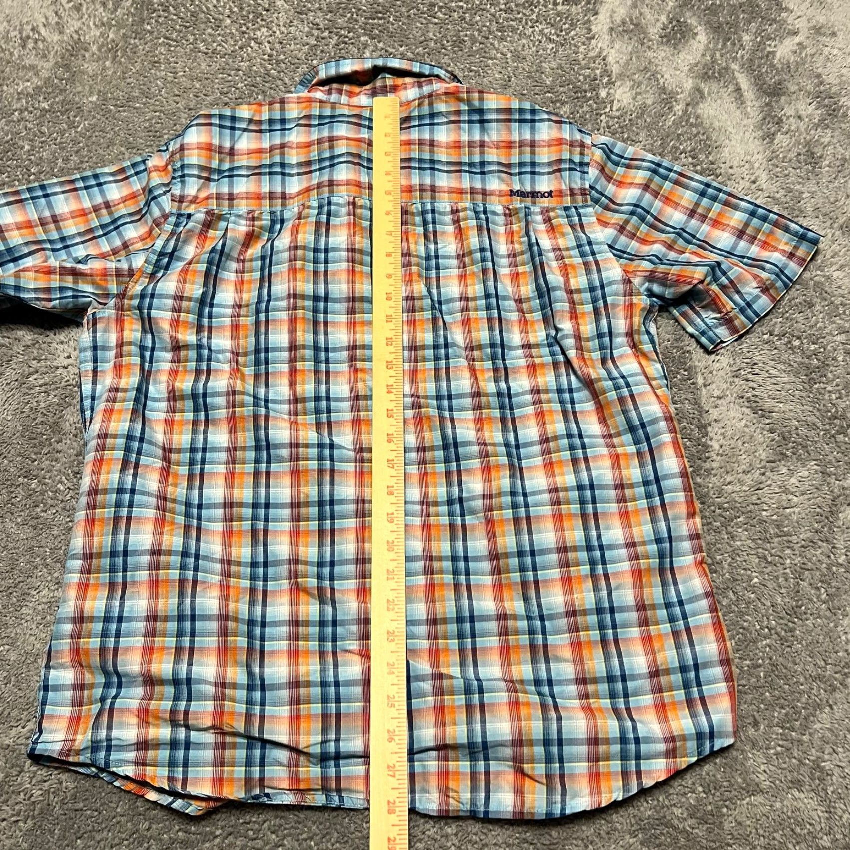 Marmot Marmot Shirt Mens Medium Plaid Button Hiking Performance Nylon Short Sleeve Blue M Mens Size US M / EU 48-50 / 2 - 4 Thumbnail