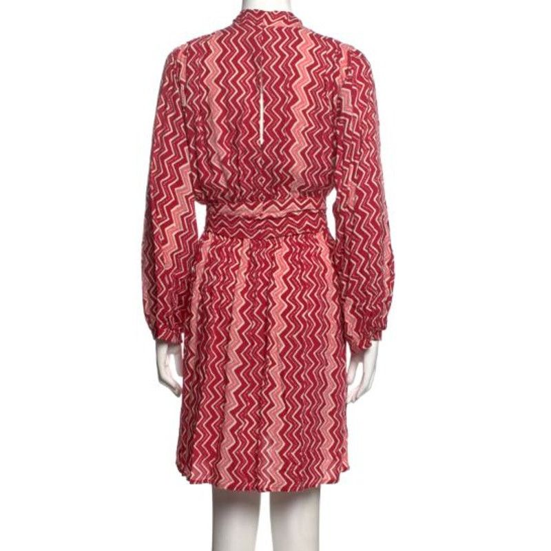 Natalie Martin Natalie Martin Pink Printed Long Sleeve V-Neck Women Dress Size S / US 4 / IT 40 - 3 Thumbnail