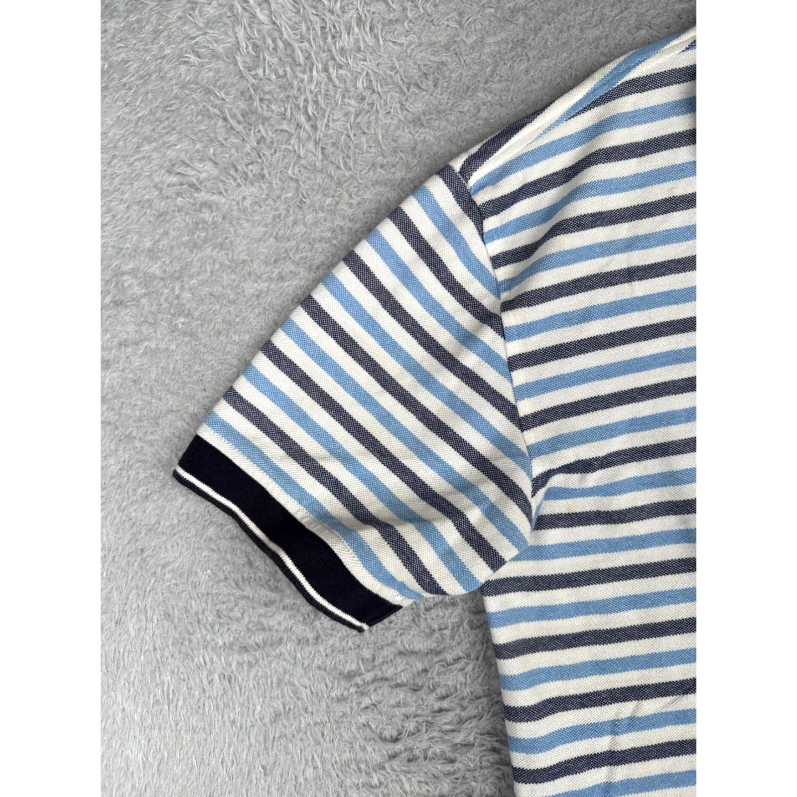 Tommy Hilfiger Tommy Hilfiger Polo Shirt Men Large White Blue Stripe Cotton Short Sleeve READ Size US L / EU 52-54 / 3 - 3 Thumbnail