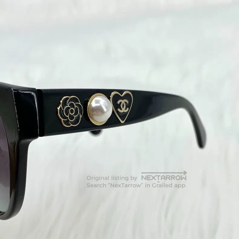 Chanel Chanel Black camelia love pearl cat's eye sunglasses Size ONE SIZE - 6 Thumbnail