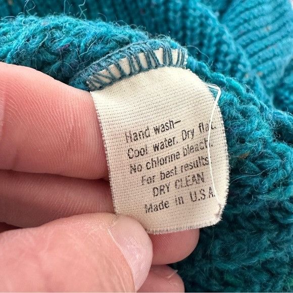 Vintage Vintage Wool “ALPS” Women's Teal Cardigan Boxy Sweater Size S / US 4 / IT 40 - 8 Thumbnail