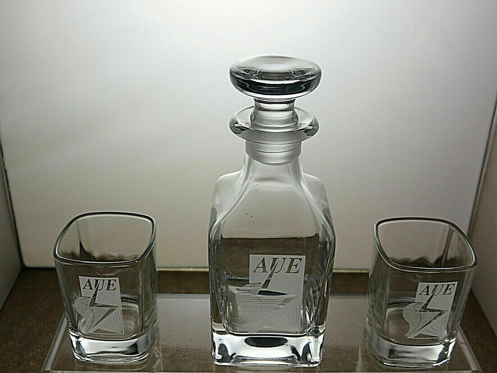 The Unbranded Brand Decanter and 2 Shot Liqueur Glasses in Box Engraved AUE Size ONE SIZE - 4 Thumbnail