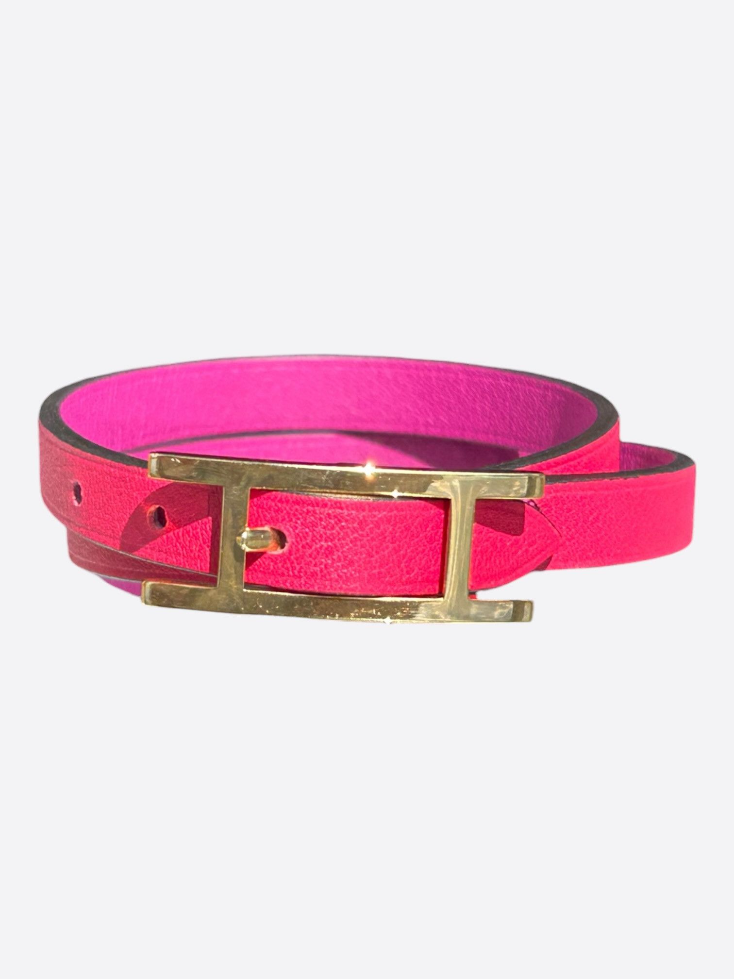 Hermes Pink Swift & Gold Hardware Behapi Double Tour Bracelet Size ONE SIZE - 1 Thumbnail