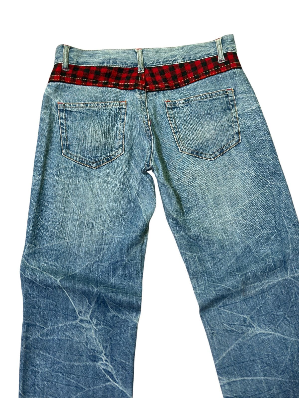 Japanese Brand Distressed Plaid Tartans Junya Watanabe Denim Jeans Size US 31 - 12 Thumbnail