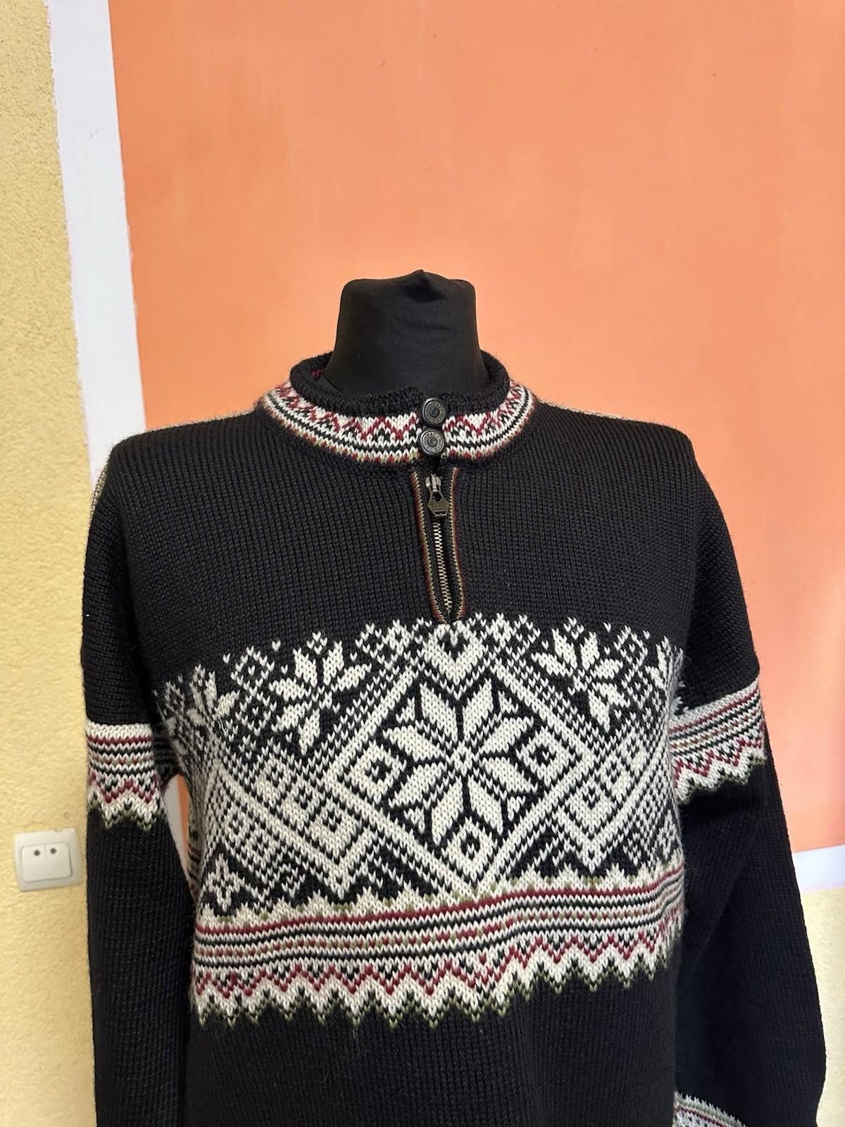DALE OF NORWAY Mens Zip Neck Jumper Sweater L Black