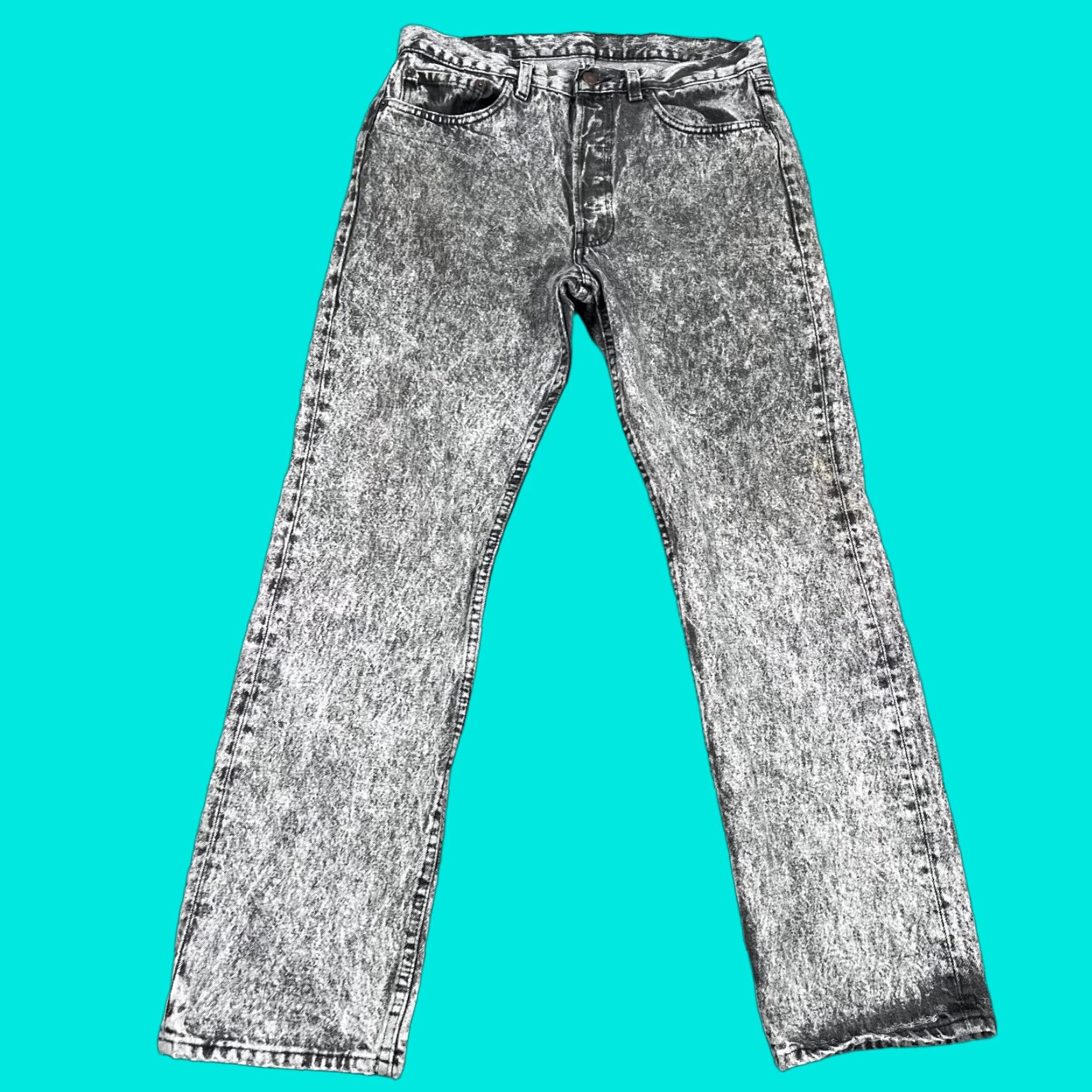 VINTAGE Levi's Jeans Men's Denim Straight Leg Acid Wash Black 90s