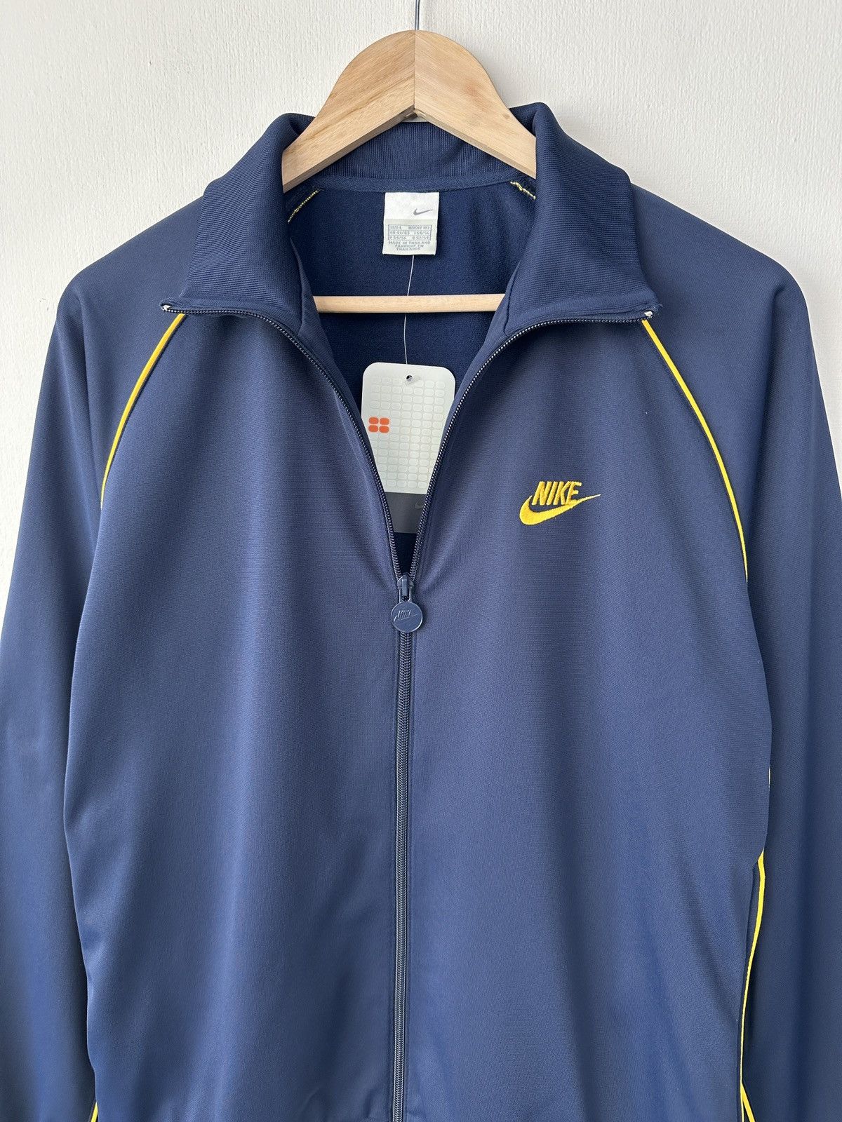 Nike 00s NIKE Track Jacket Navy Yellow Y2K Full Zip Men’s Size L Size US L / EU 52-54 / 3 - 10 Thumbnail