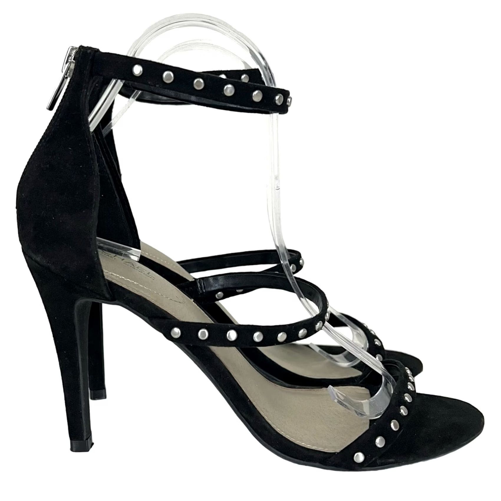 Vintage Michael by Michael Shannon Malin Stiletto Studded Heels Strappy Black Sz 8 - Pump, Faux Leather, Stiletto, Heels, Womens, Size 8, Black, Studded Size US 8 / IT 38 - 5 Thumbnail