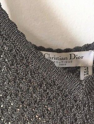 Christian Dior Monsieur Vintage CHRISTIAN DIOR 2pc cami and cardigan twin set w/ Silver Sparkle Size L / US 10 / IT 46 - 8 Thumbnail