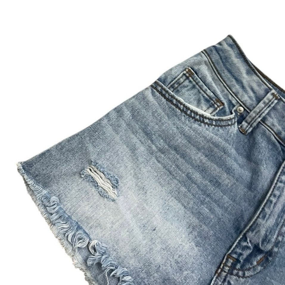 Other Sky and Sparrow Denim High Rise Distressed Mini Jean Shorts Size 24" / US 00 / IT 34 - 3 Thumbnail
