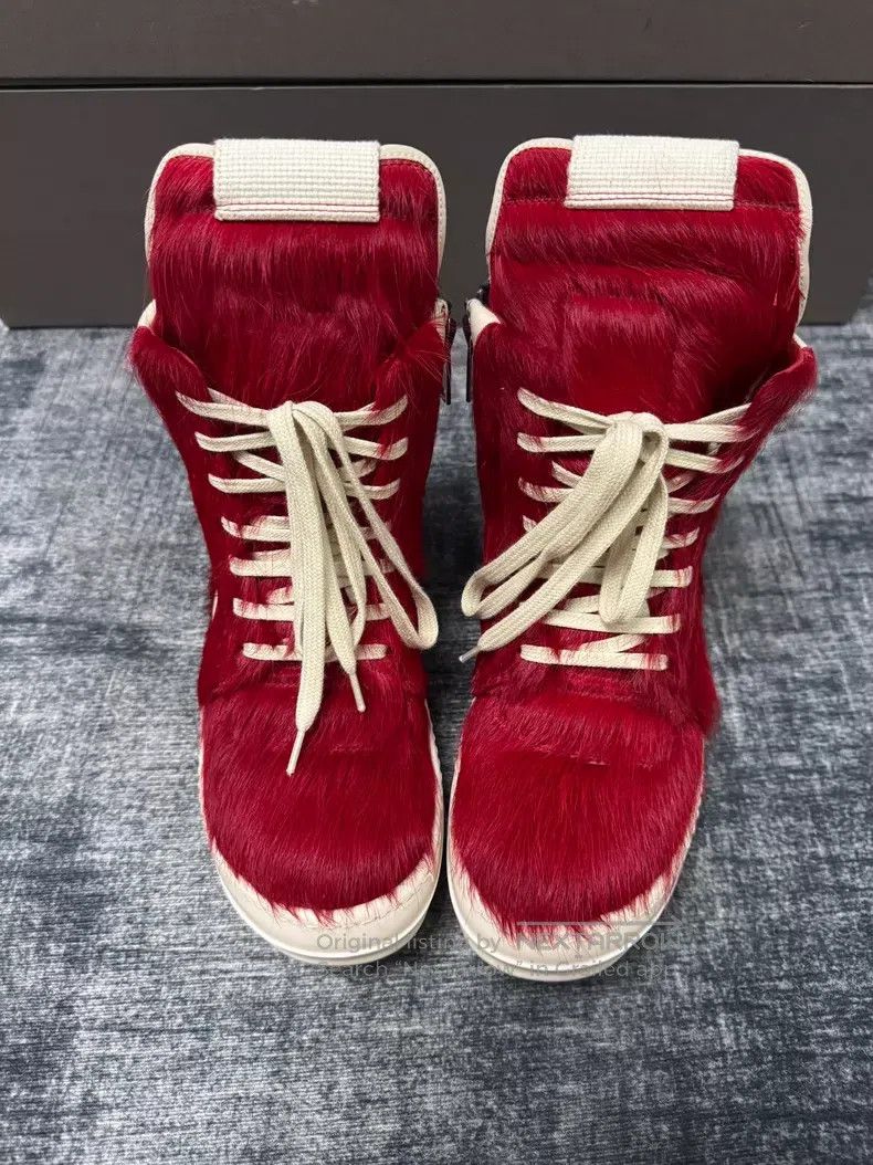 Rick Owens Rick Owens Main line red horsehair inverted triangle shoes Size US 5 / EU 37 - 2 Thumbnail