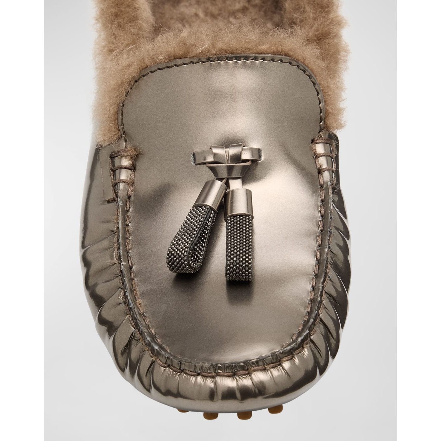 Brunello Cucinelli Brunello Cucinelli Monili Metallic Shearling Fur Loafers Size US 8 / IT 38 - 3 Thumbnail