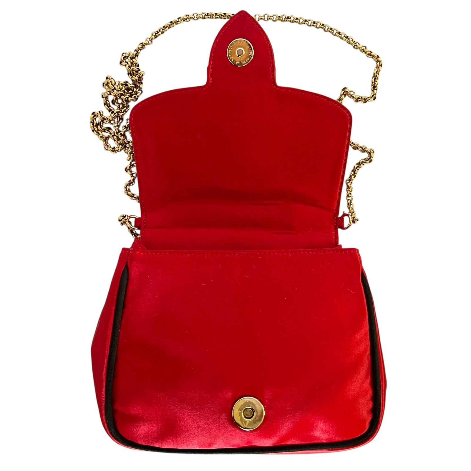 Escada × Vintage Escada Vintage Fleur De Lis Red Satin Crossbody Evening Bag Size ONE SIZE - 4 Thumbnail