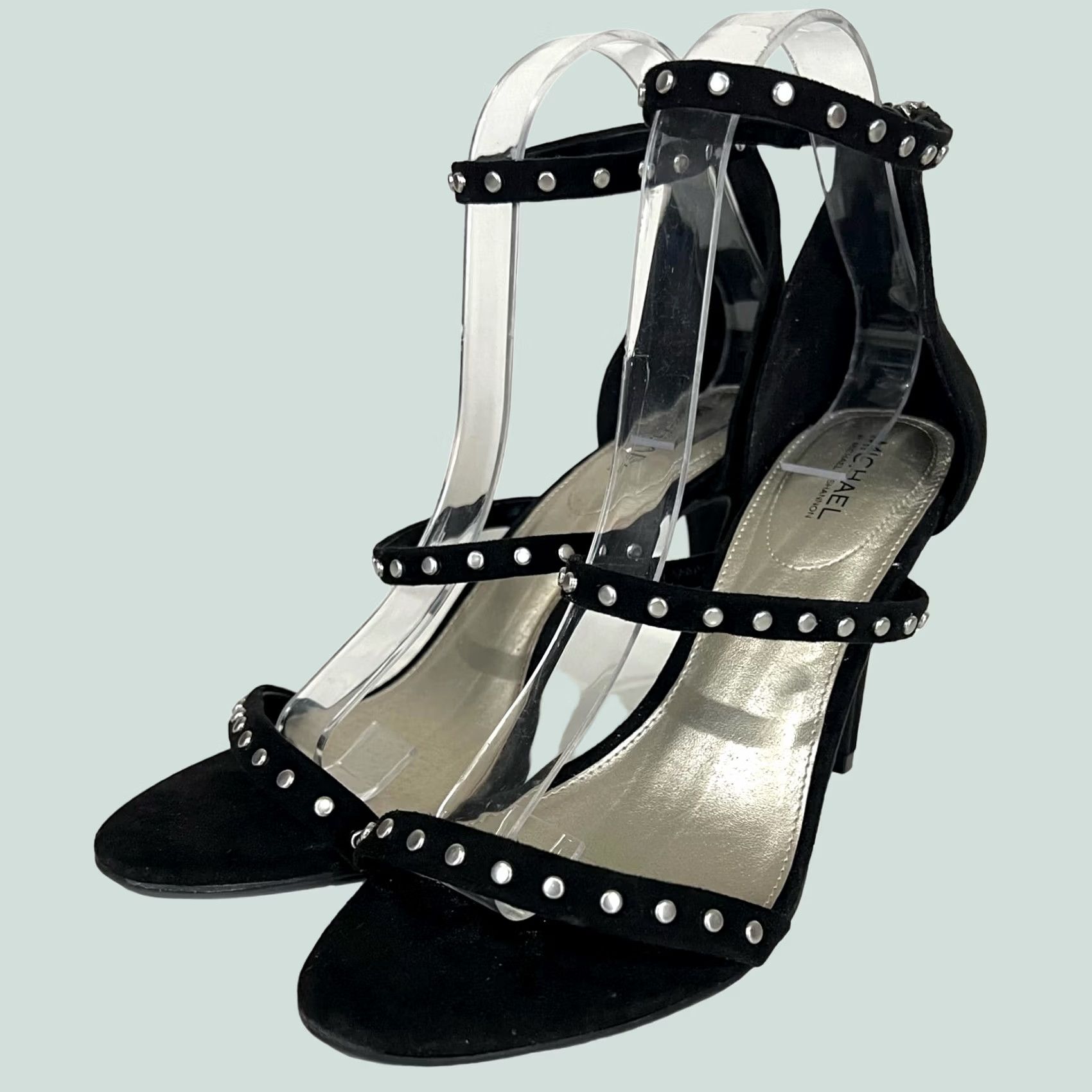 Vintage Michael by Michael Shannon Malin Stiletto Studded Heels Strappy Black Sz 8 - Pump, Faux Leather, Stiletto, Heels, Womens, Size 8, Black, Studded Size US 8 / IT 38 - 1 Thumbnail