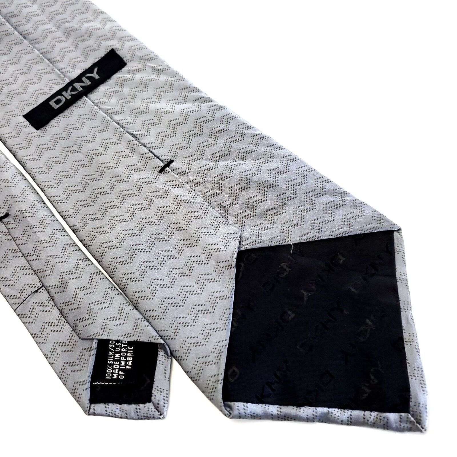 DKNY DKNY Gray Abstract Print Wide Silk Tie Size ONE SIZE - 5 Thumbnail