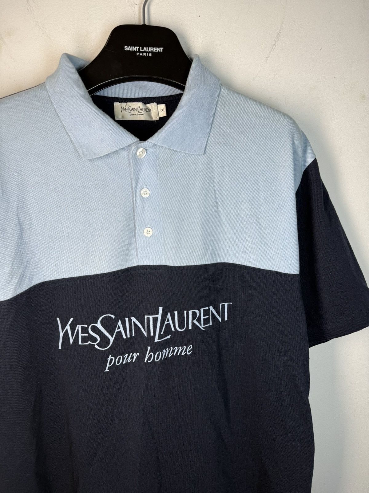 Yves Saint Laurent Blue YSL Polo Shirt Spell Out YSL Shirt Big Logo YSL Tee Size US XL / EU 56 / 4 - 19 Thumbnail