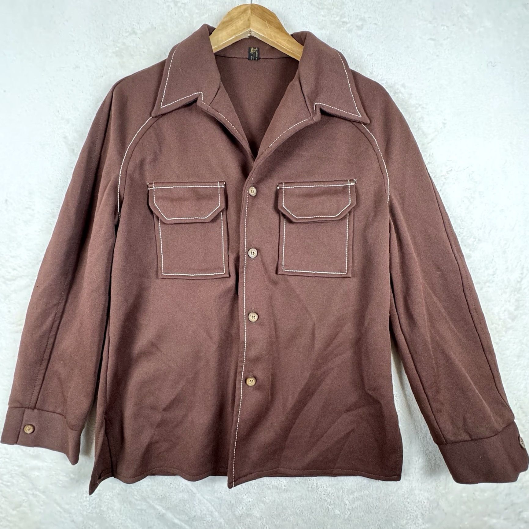 JCPenney VINTAGE JCPenney Men's M Brown Retro Button-Front Shirt Hippie Disco Wide Lapel Collar 1970s Mens Brown Shirt Disco Vintage Look Size US M / EU 48-50 / 2 - 2 Thumbnail