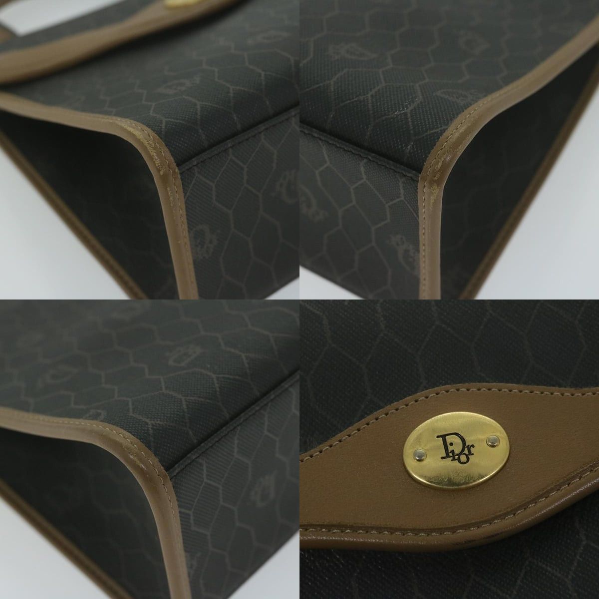 Dior DIOR Honeycomb Canvas Hand Bag Pvc Leather Black Size ONE SIZE - 10 Thumbnail
