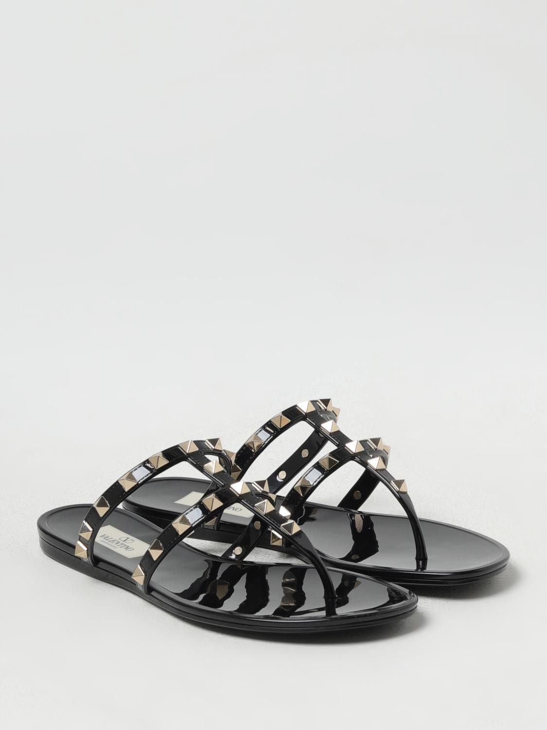 Valentino o1s22i1n0924 Rockstud Pvc Thong Sandals in Black Size US 7 / IT 37 - 2 Thumbnail