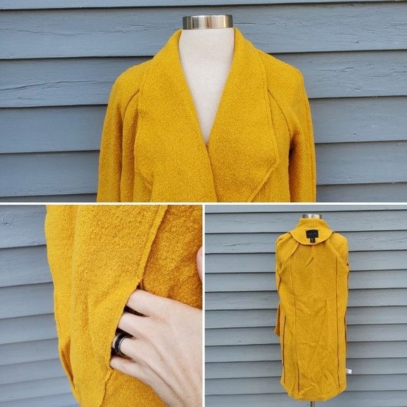 Elie Tahari Tahari Mustard Yellow Boucle Nubby Wool Lagenlook Wool Blend Size XS / US 0-2 / IT 36-38 - 4 Thumbnail