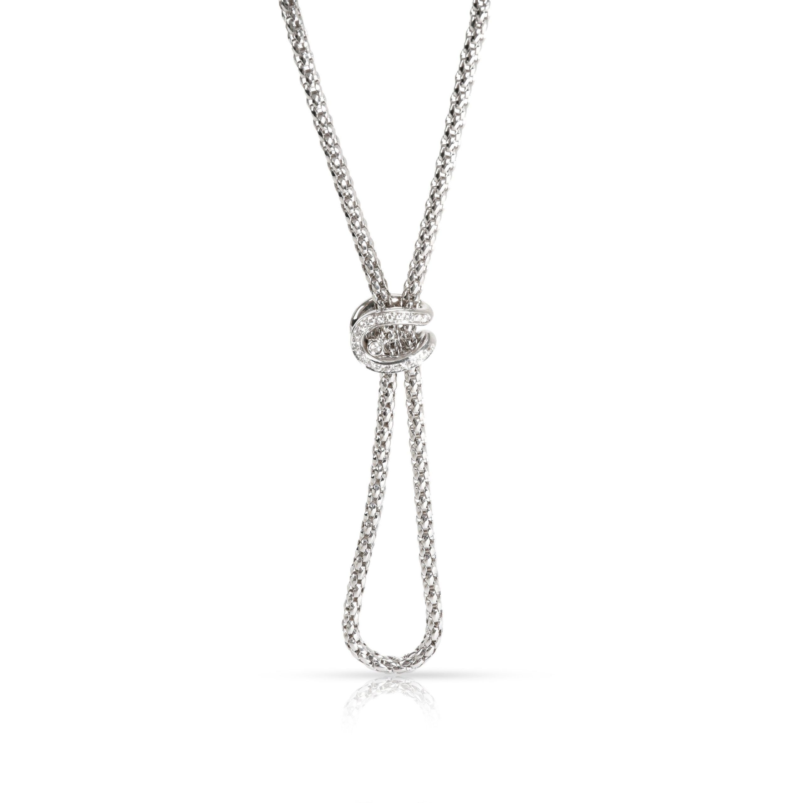 image of Tiffany Co Fope Rollover Necklace With Lucky Diamond Charm In 18Kt White Gold 0.22 Ctw, Women's