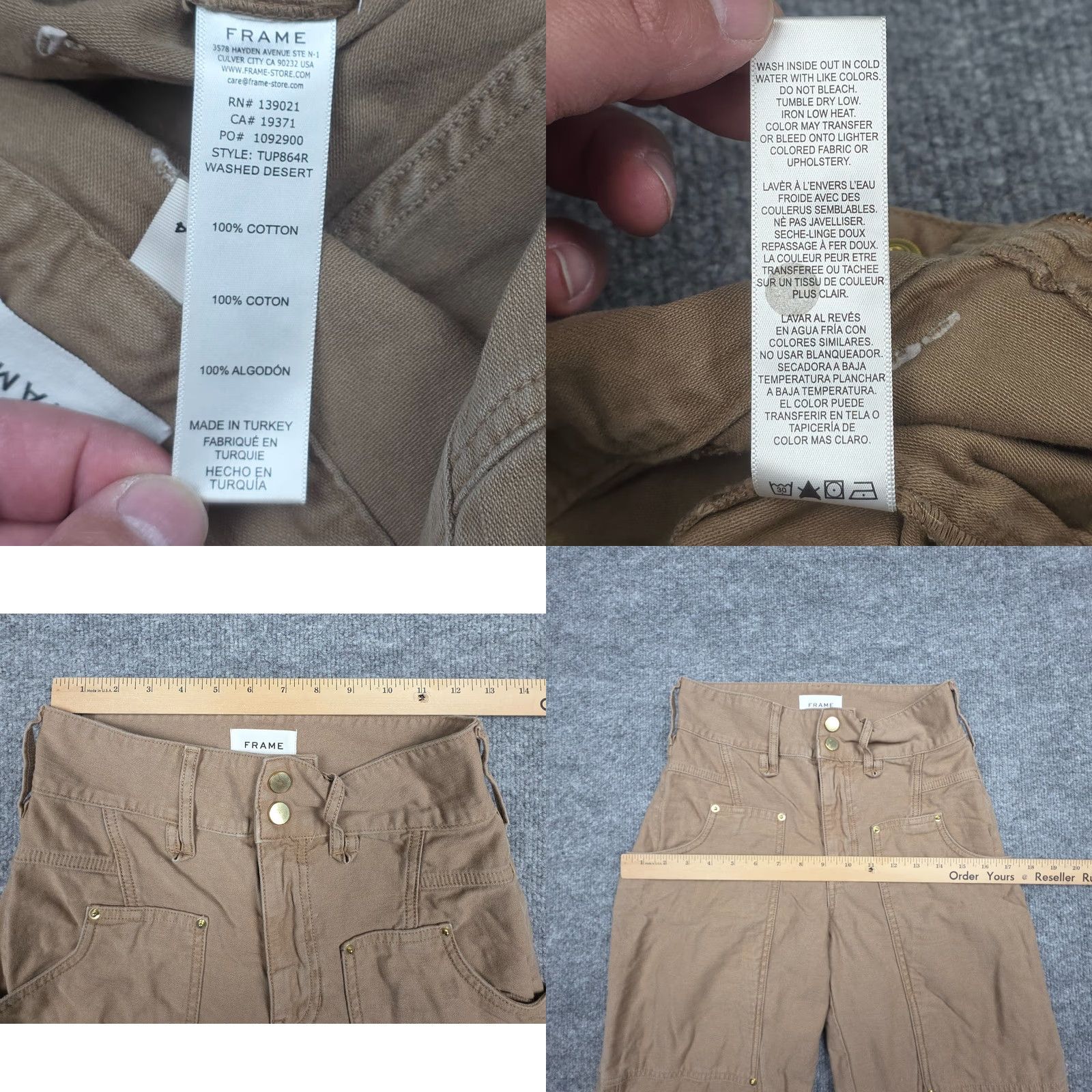 Frame FRAME Twisted Utility Pants Women's 24 Brown Workwear Frayed Hem 100% Cotton Pants Regular Women Size 42" / US 20 - 8 Thumbnail