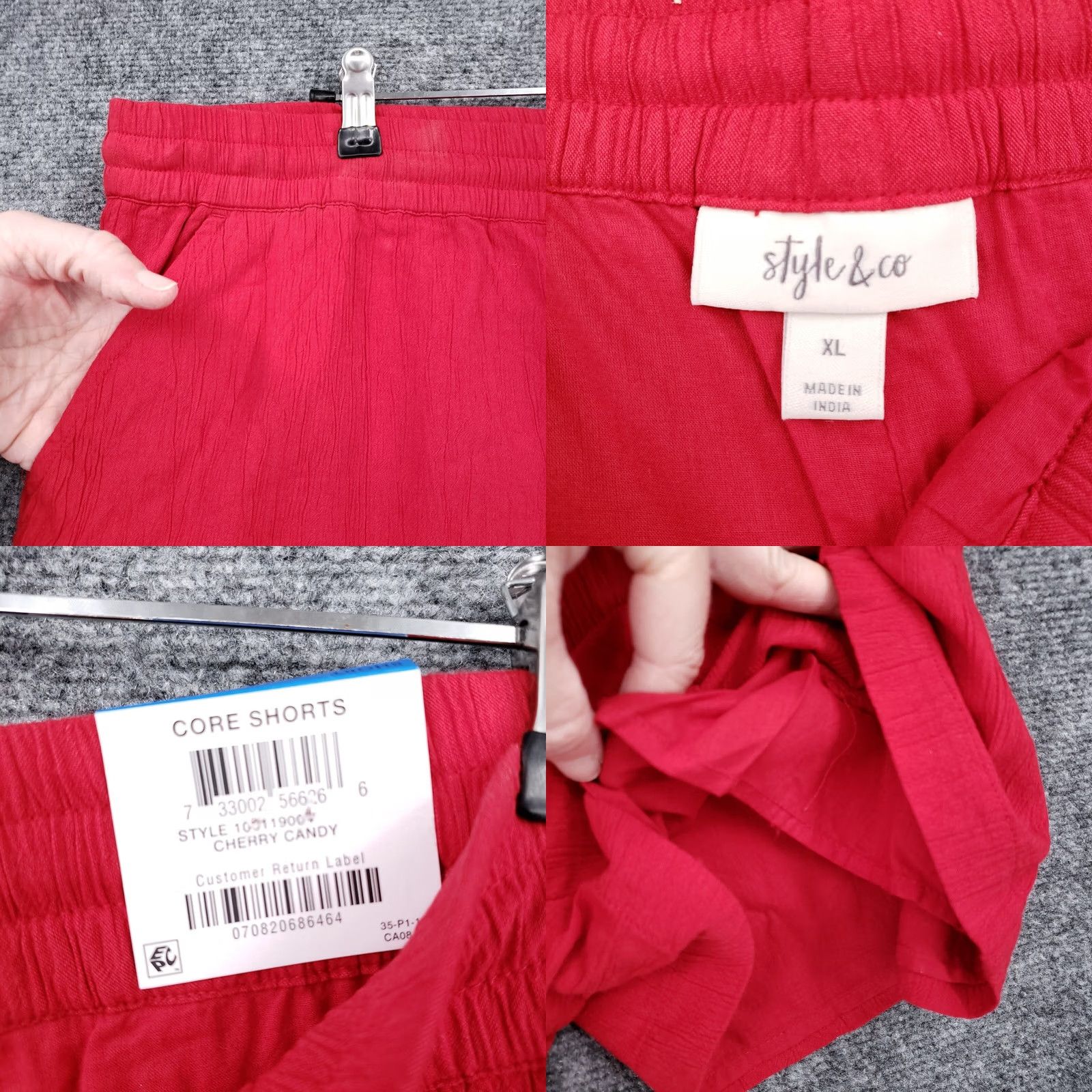 Vintage Style&co. Shorts Women XL Red Mid Rise Pull On Casual NWT Short Size 40" / US 18 - 8 Thumbnail