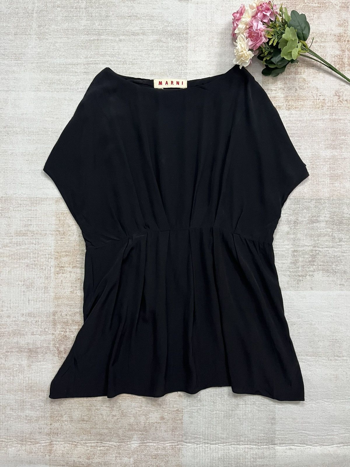 Marni Marni Black Draped Waist Viscose Blouse Size M / US 6-8 / IT 42-44 - 1 Thumbnail