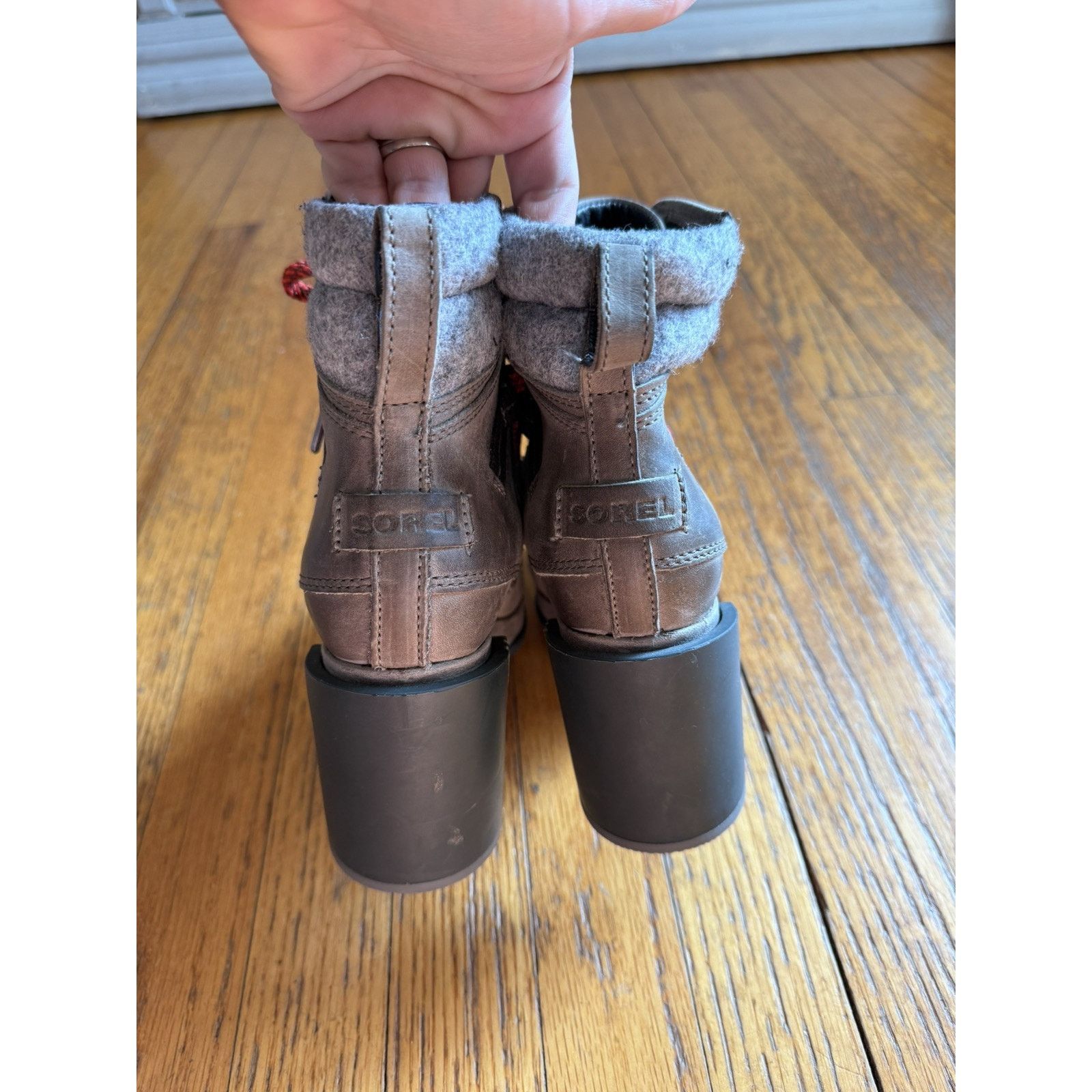SOREL Sorel Blake Lace Up Booties Chunky Heel Leather Gray Size 7 Size US 7 / IT 37 - 5 Thumbnail