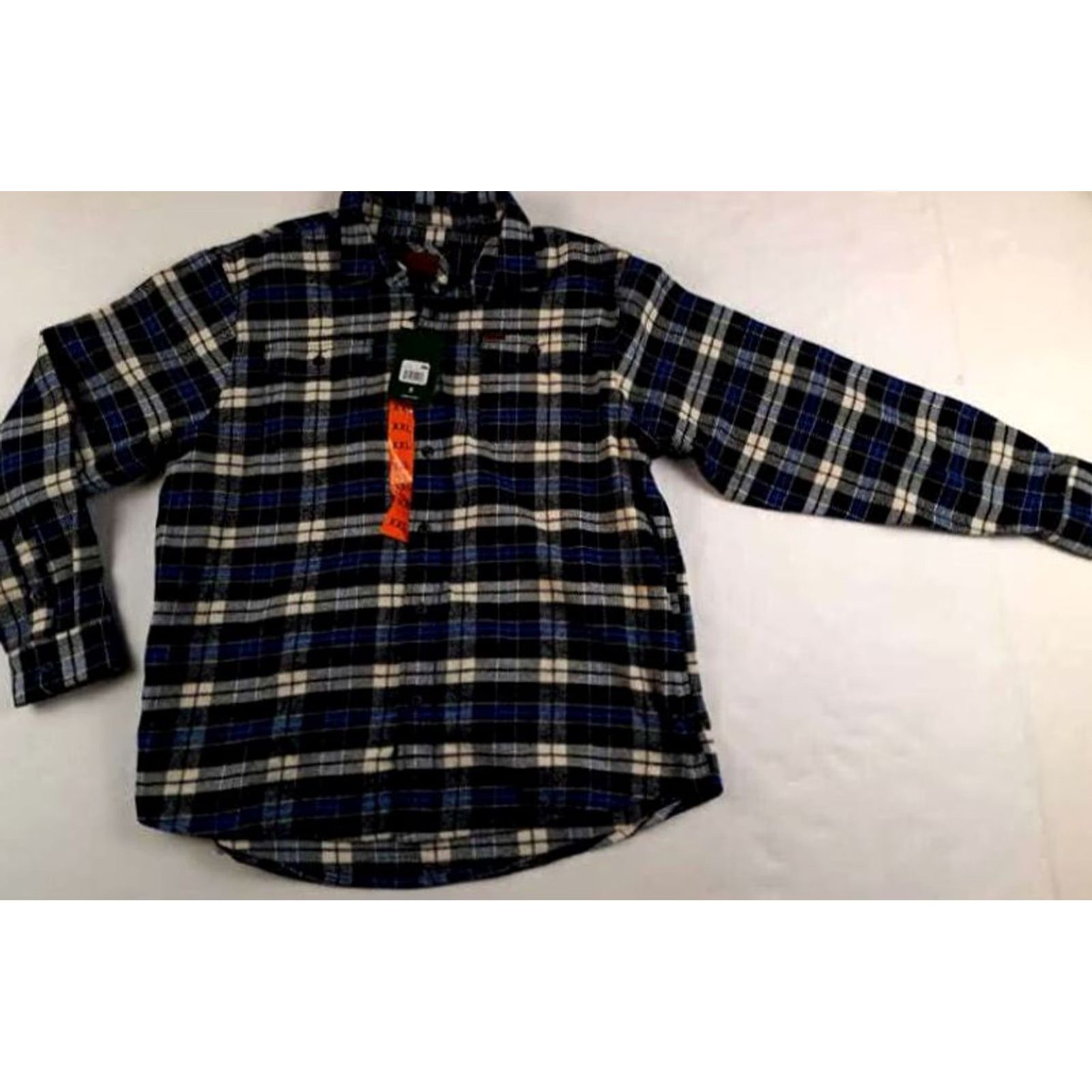 Orvis VINTAGE Orvis Shirt Plaid Flannel Cotton Blue 2XL Button-Up Long Sleeve NWT Mens Outdoor Pockets 31in long 27in chest Size US XXL / EU 58 / 5 - 2 Thumbnail