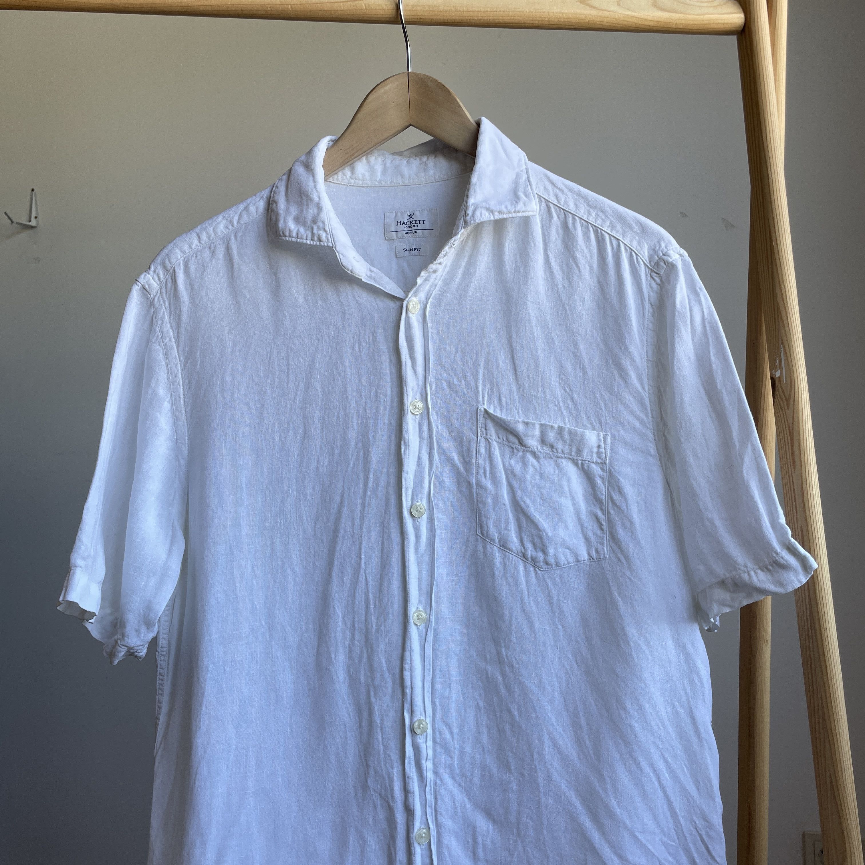 Hackett Hackett Garment Dyed Linen Short Sleeve Slim Fit Shirt Size US M / EU 48-50 / 2 - 3 Thumbnail