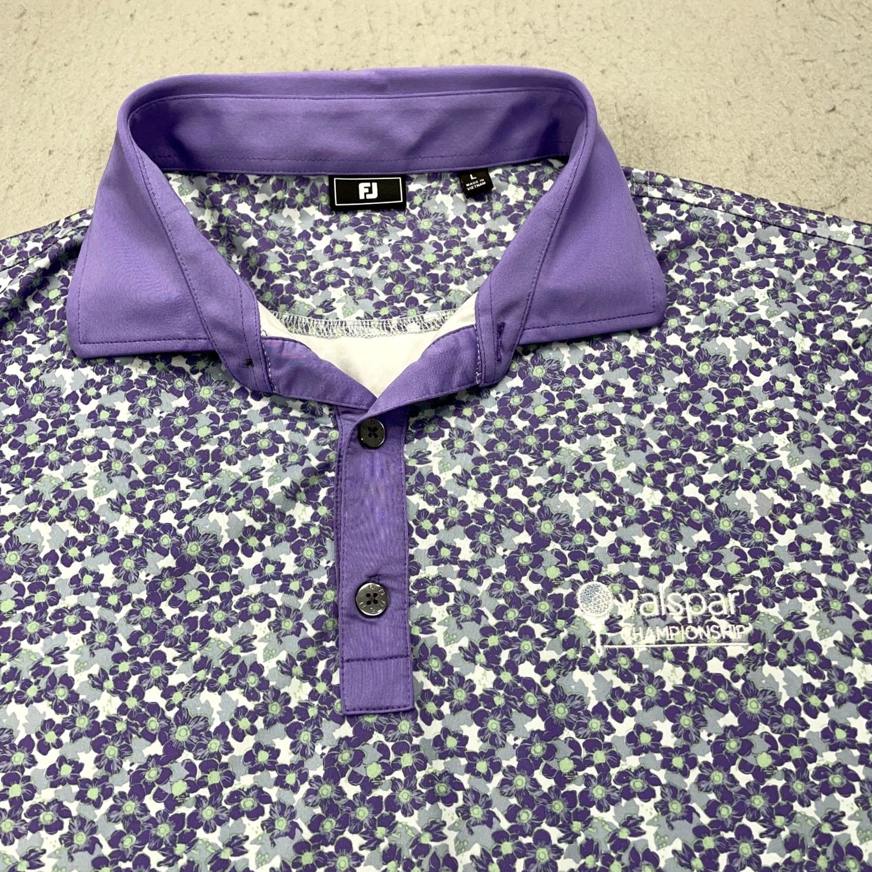 Footjoy FootJoy Polo Shirt Mens L Purple Floral Golf Shirt Valspar Championship Logo Breathable Stretch Short Sleeve Classic Polo Size US L / EU 52-54 / 3 - 2 Thumbnail