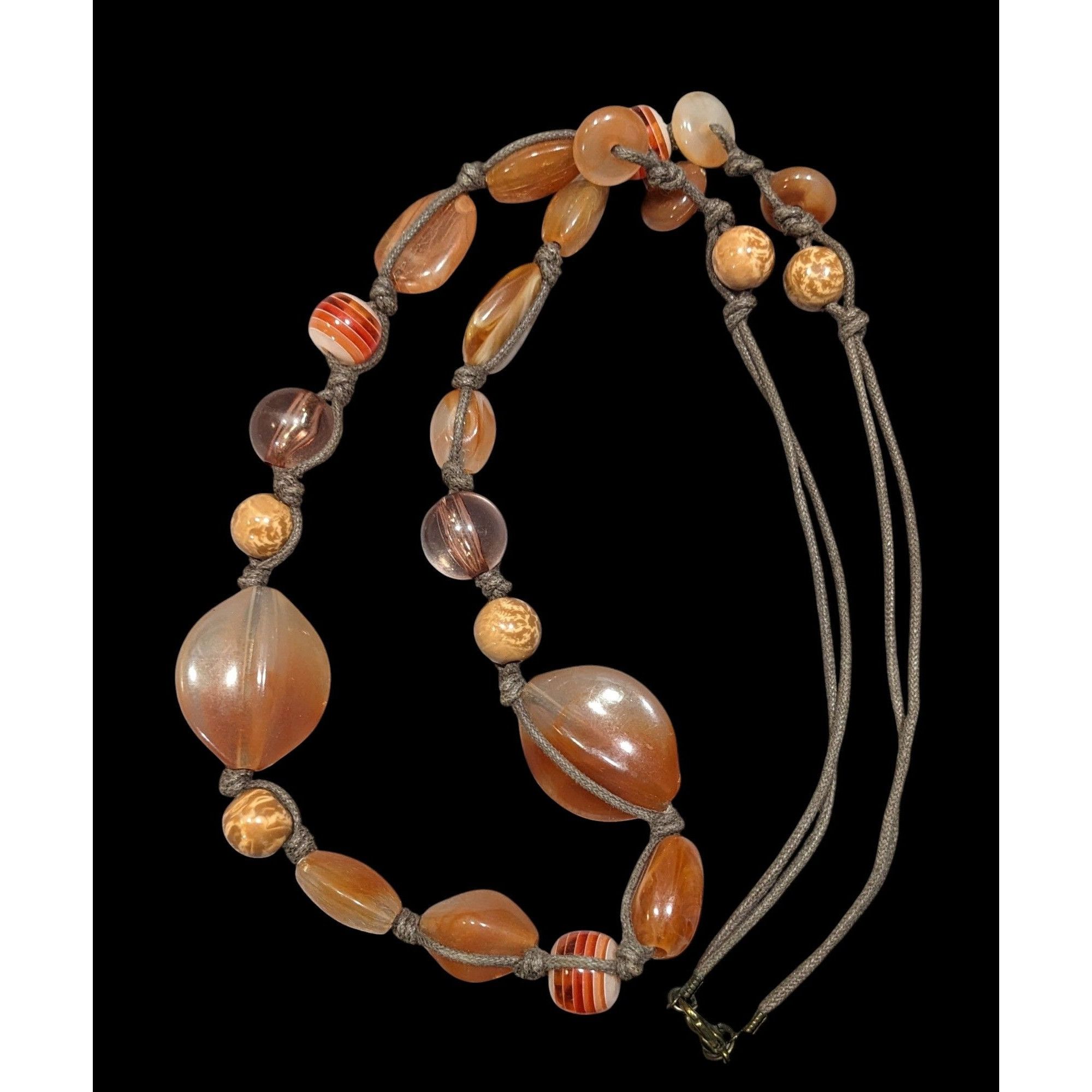 Other Vintage Retro Orange And Brown Acrylic And Glass Necklace Size ONE SIZE - 1 Thumbnail