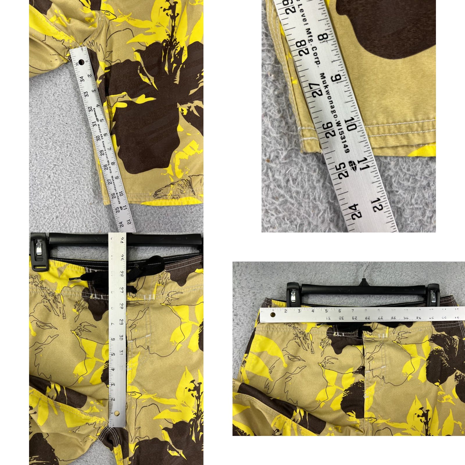 O'Neill O'Neill Men’s Board Shorts 29 Beige Yellow Floral Hibiscus Polyester Swimsuit Beach Surf Aloha Pockets Size US 29 - 8 Thumbnail