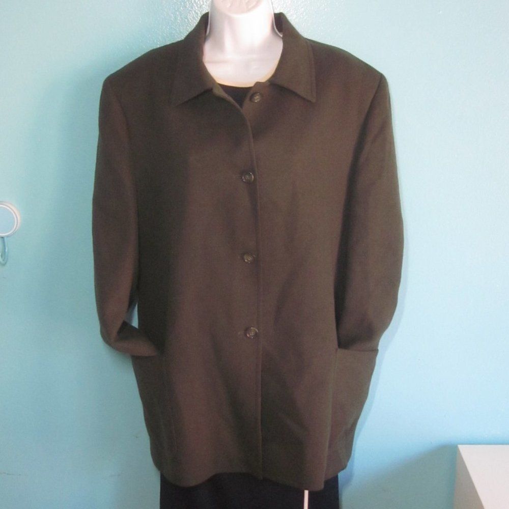 Nordstrom Nordstrom Olive Green Camelhair Coat - sfi Femme - Size 14 Size XL / US 12-14 / IT 48-50 - 14 Thumbnail